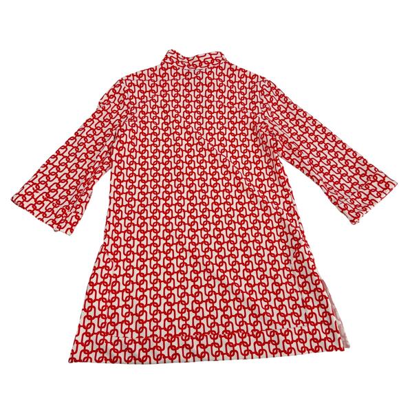 Jude Connally Long Sleeves V-Neck Chain Print Mini Dress Red Kate Dress - Picture 3 of 6